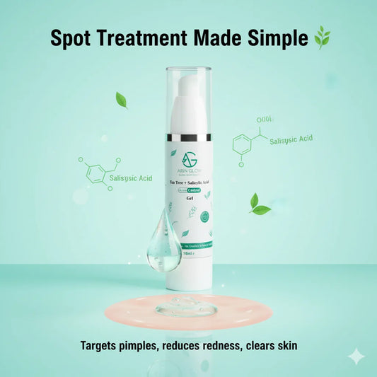 Acne Control gel bottle with text on a light green background